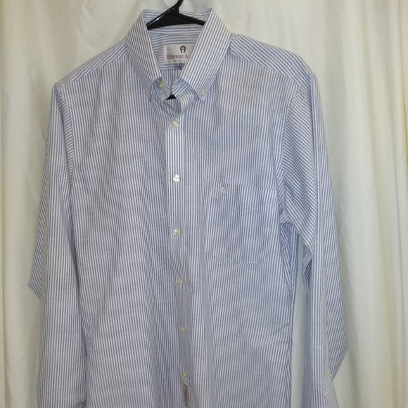Etienne Aigner Other - Men's Etienne Aigner Finely Tailored Cotton Blend Blue Pinstrip Shirt 15 32-33